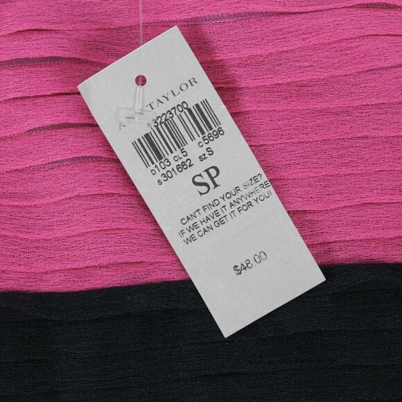 NWT Ann Taylor Petite SP Colorblock Pink Navy Sleeveless Pleated Chiffon Overlay - Picture 3 of 10